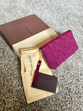 Louis Vuitton Burgundy Monogram Empreinte Zippy Wallet